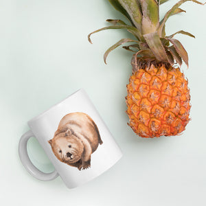 Wombat watercolour illustration on a white dishwasher safe ceramic mug by  Gabrielle Marlow