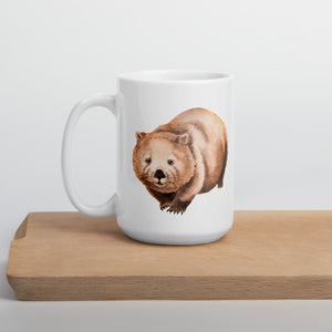 Coffee mug white ceramic with cute wombat by watercolour artist Gabrielle Marlow