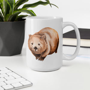 Wombat on a white glossy mug